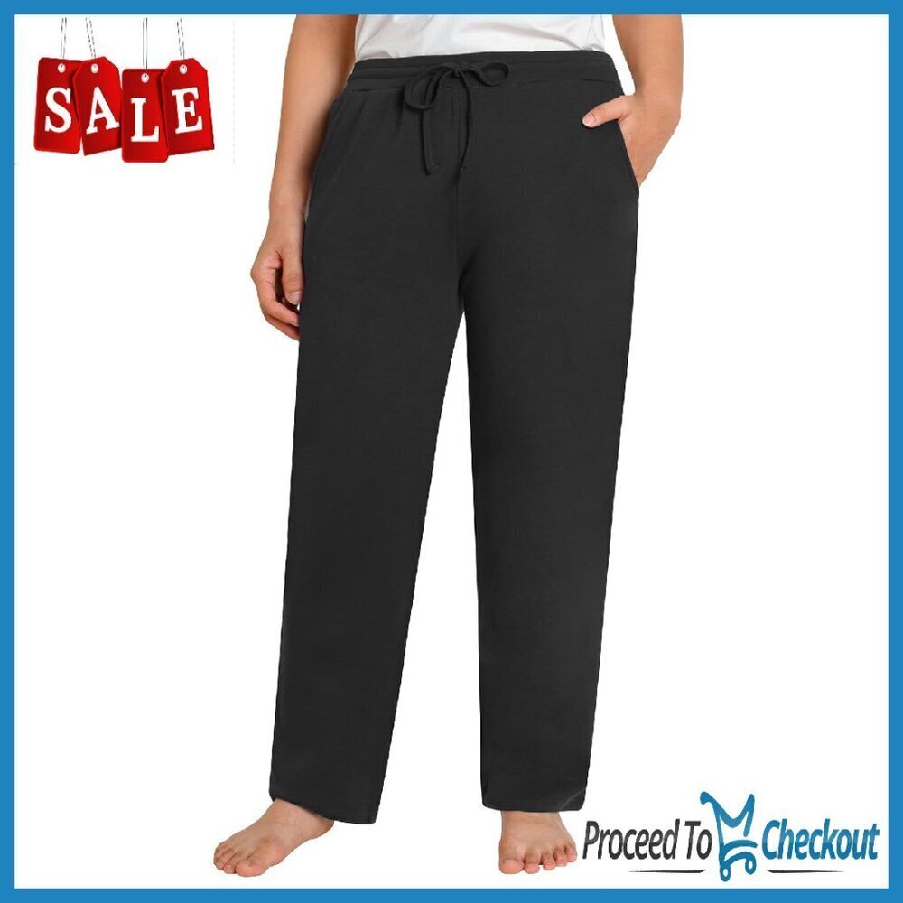 Plus Size Cotton Knit Pants with Pockets - Elastic Waistband